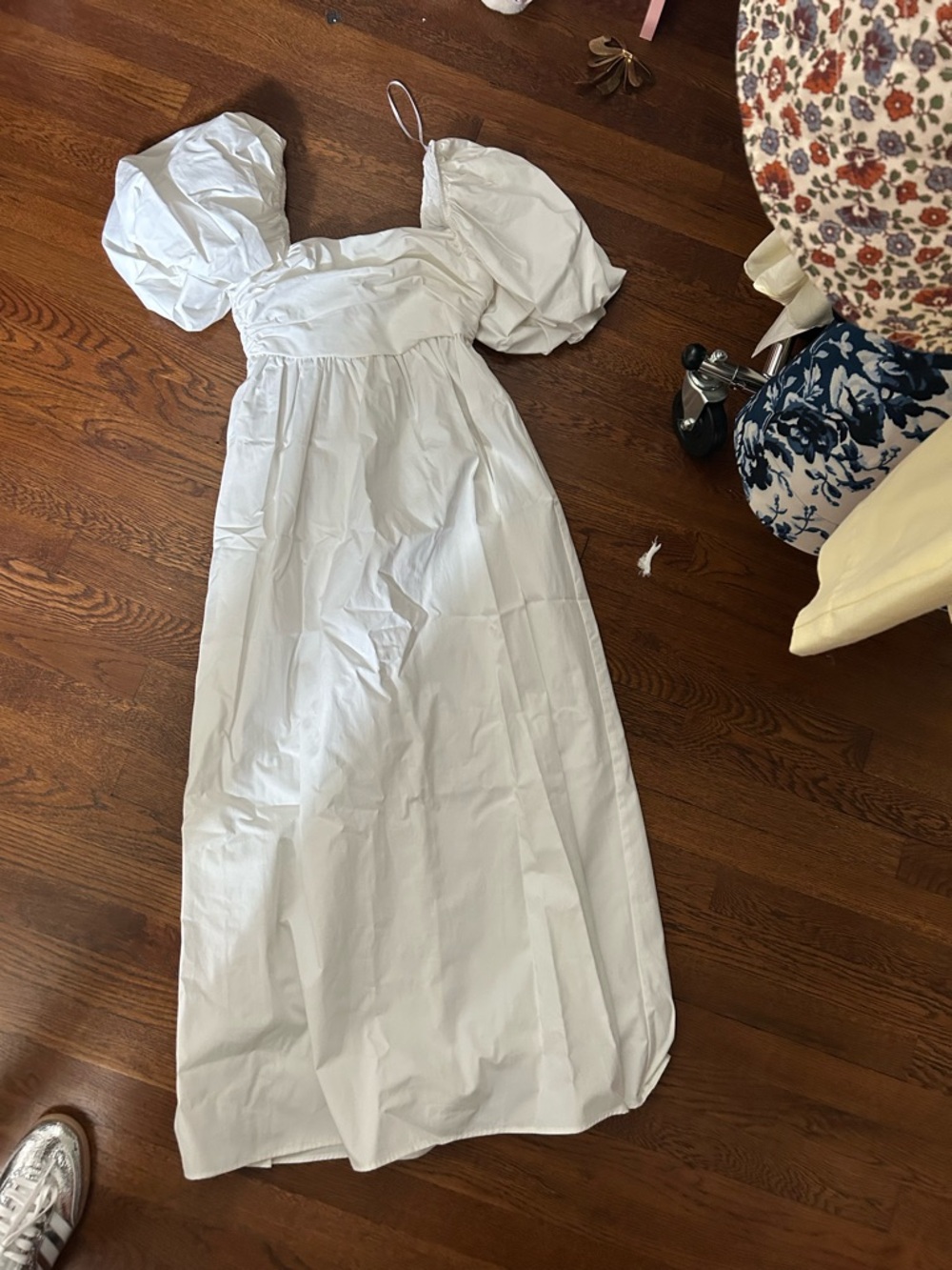 Zara White Puff-Sleeve Square-Neck Maxi Dress - Picture 2 of 3